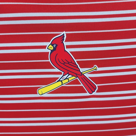 St Louise Cardinal Men's Large Red Stripes TX3 Cool SS Golf Polo Shirt MLB - Picture 4 of 8